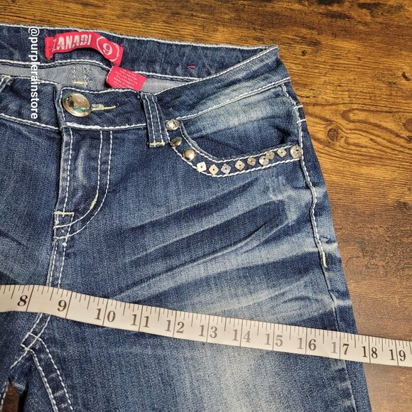 Vtg Zanadi Jeans Size 9 Bootcut Low Rise Embellished Button Flap Western Y2K - Picture 8 of 13